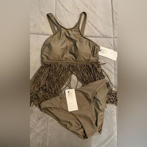 NWT LUXE BY LISA VOGEL FRINGE TANKINI TOP & BOTTOM